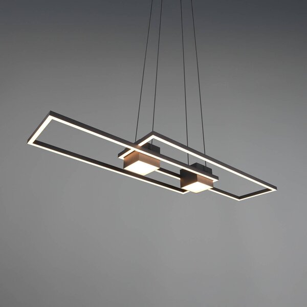 Závesné svietidlo Albany LED, čierne, 100 x 28 cm, hliník stmievateľné, Čierna, Obývacia izba / jedáleň, Hliník, Moderný, Závesné svietidlo