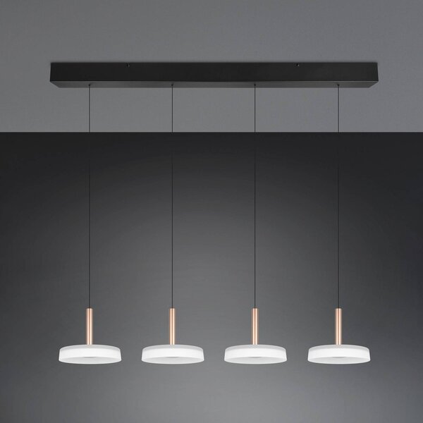 LED závesné svietidlo Celeste bielo-hnedé 115 cm 4-osvetľovacie sklo, Biela / opálová, Obývacia izba / jedáleň, Sklo, Moderný, Závesné svietidlo