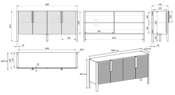 Komoda z masívneho dreva Barcelona 4D