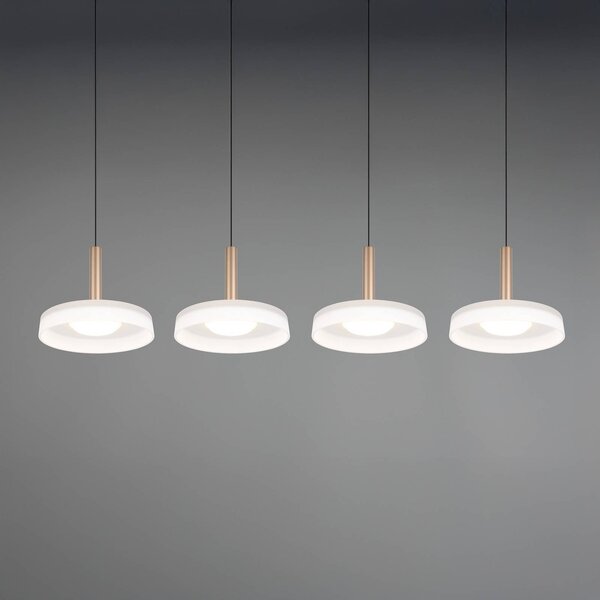 LED závesné svietidlo Celeste bielo-hnedé 115 cm 4-osvetľovacie sklo, Biela / opálová, Obývacia izba / jedáleň, Sklo, Moderný, Závesné svietidlo