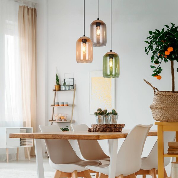 Trio Lighting Korkové závesné svietidlo, viacfarebné, Ø 30 cm, 3 svetlá, sklo/korok, Viacfarebné, Obývacia izba / jedáleň, Sklo, Moderný, Závesné svietidlo