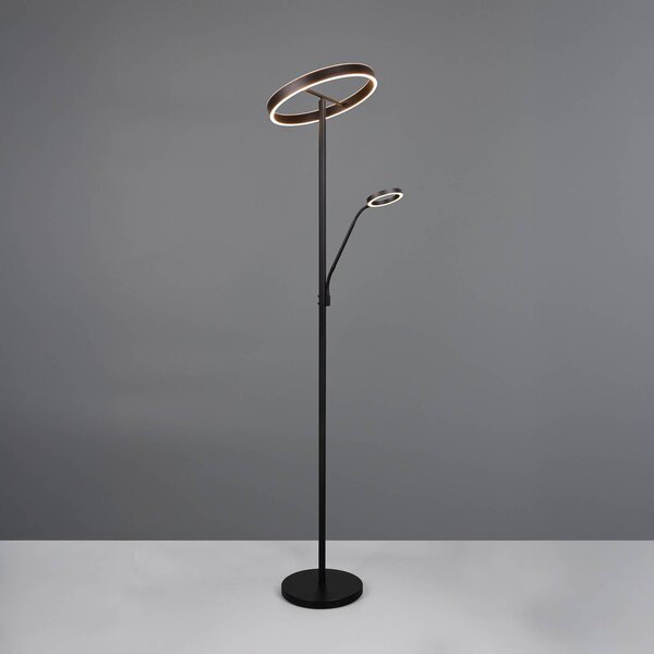LED stojacia lampa Willis, čierna, výška 180 cm kovový stmievač, Čierna, Obývacia izba / jedáleň, kov, Moderný, Zemné bodové svetlo