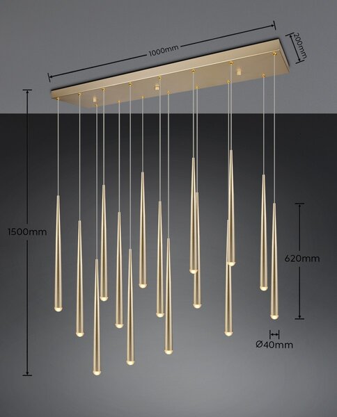 Trio SELECT 354811579 LED závesné stropné svietidlo CALA | 15z3,8W integrovaný LED zdroj | 15x450lm | 2300+3000+4000K