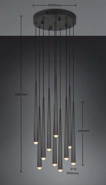 Trio SELECT 354831032 LED závesné stropné svietidlo CALA | 10x3,8W integrovaný LED zdroj | 10x450lm | 2300+3000+4000K