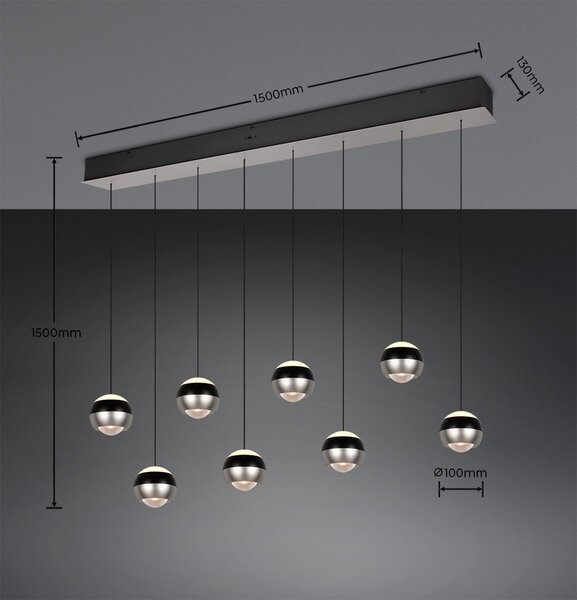 Trio SELECT 344410807 LED závesné stropné svietidlo ORBIT | 8x8W integrovaný LED zdroj | 8x960lm | 2300+3000+4000K