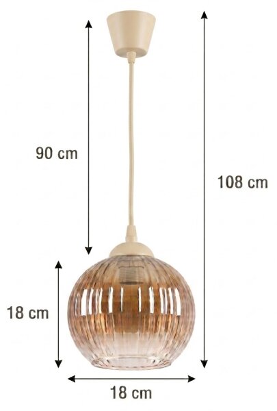 Brilagi - LED závesné svietidlo na lanku R GLASS 1xE27/60W/230V pr. 18 cm béžová/dymovo-hnedá