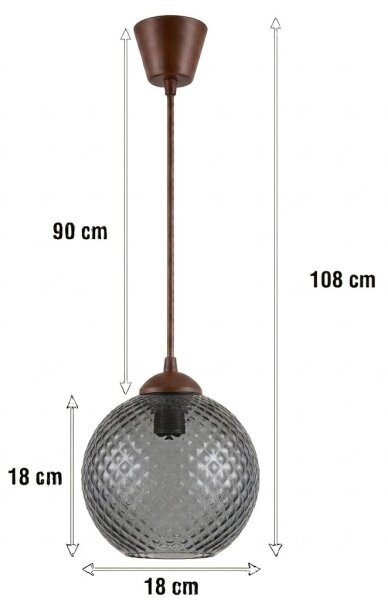Brilagi - LED luster na lanku R GLASS 1xE27/60W/230V pr. 18 cm hnedá/dymová šedá
