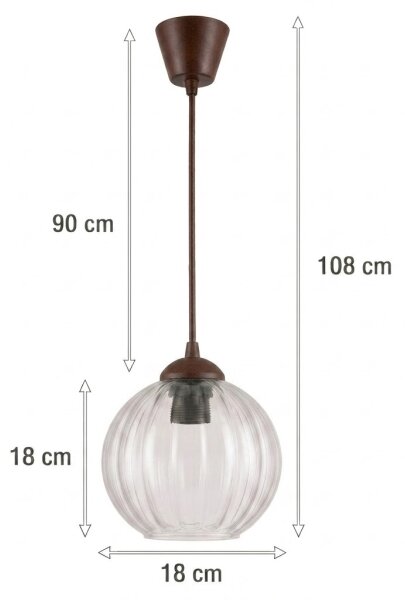 Brilagi - LED luster na lanku RETRO GLASS 1xE27/60W/230V, priemer 18 cm, hnedá/priehľadná