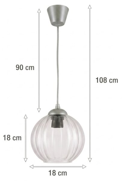 Brilagi - LED luster na lanku RETRO GLASS 1xE27/60W/230V priemer 18 cm strieborná/priehľadná