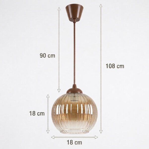 Brilagi - LED luster na lankách R GLASS 1xE27/60W/230V priemer 18 cm hnedá/dýmovo-hnedá