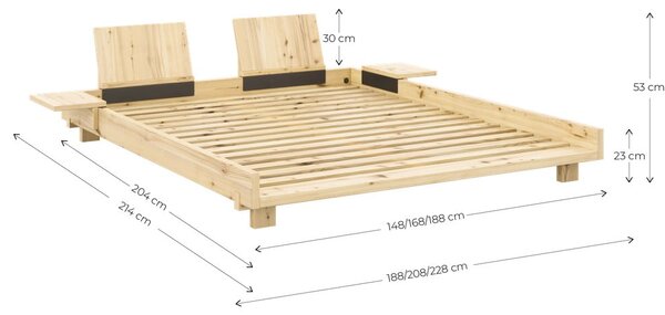 Hnedá dvojlôžková posteľ z borovicového dreva s roštom 160x200 cm Social – Karup Design