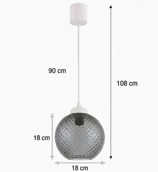 Brilagi - LED luster na lanku RETRO GLASS 1xE27/60W/230V priemer 18 cm biela/dymovošedá