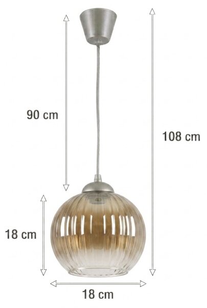 Brilagi - LED luster na lane GLASS 1xE27/60W/230V priemer 18 cm strieborná/dymová hnedá