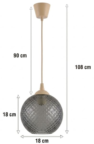 Brilagi - LED luster na lanku R GLASS 1xE27/60W/230V pr. 18 cm béžová/dymovošedá
