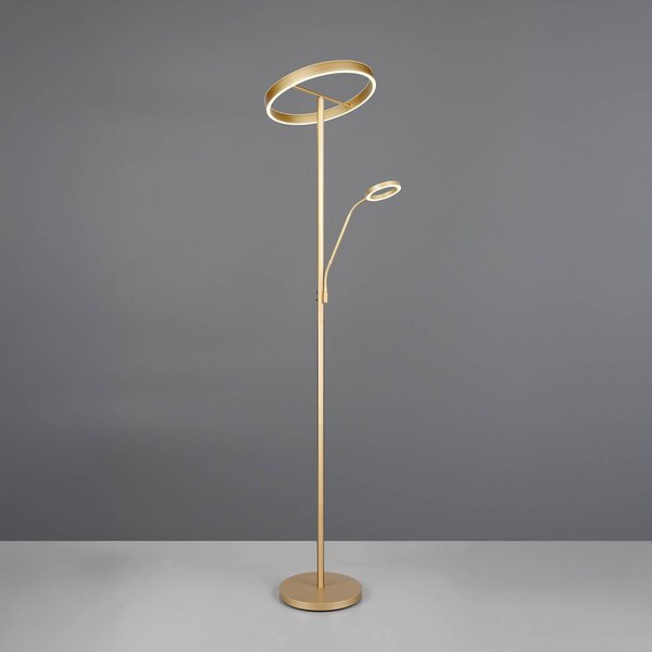 Stojacia lampa Willis LED, zlatá, výška 180 cm, kov, stmievač, Mosadz / zlato, Obývacia izba / jedáleň, kov, Moderný, Zemné bodové svetlo