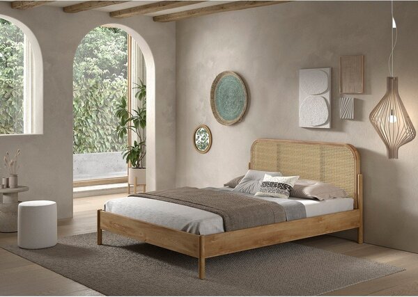 Dvojlôžková posteľ z dubového dreva bez roštu 160x200 cm v prírodnej farbe Olive Rotan – Vipack