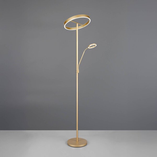 Stojacia lampa Willis LED, zlatá, výška 180 cm, kov, stmievač, Mosadz / zlato, Obývacia izba / jedáleň, kov, Moderný, Zemné bodové svetlo