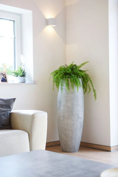 Kvetináč MAGNUM, sklolaminát, výška 100 cm, betón design, sivý