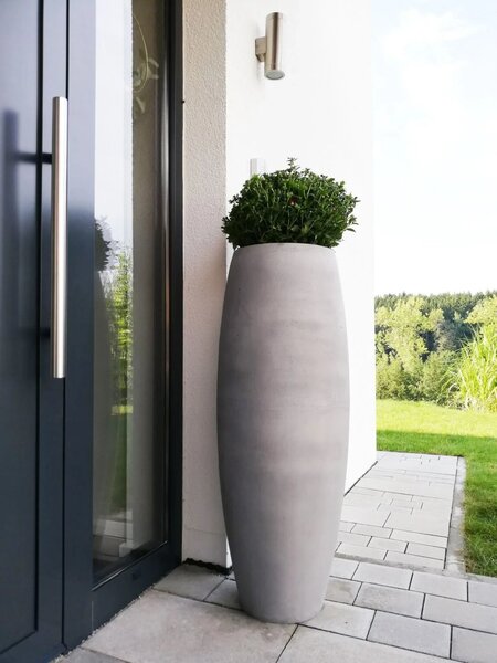 Kvetináč MAGNUM, sklolaminát, výška 100 cm, betón design, sivý