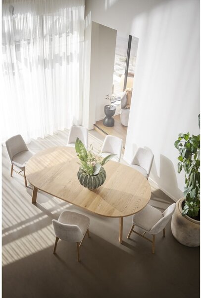 Okrúhly rozkladací jedálenský stôl v dekore duba v prírodnej farbe ø 130 cm Glenside – Rowico