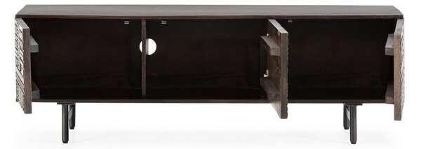 Tmavohnedý TV stolík z mangového dreva 145x48x40 cm Kalai – MOME