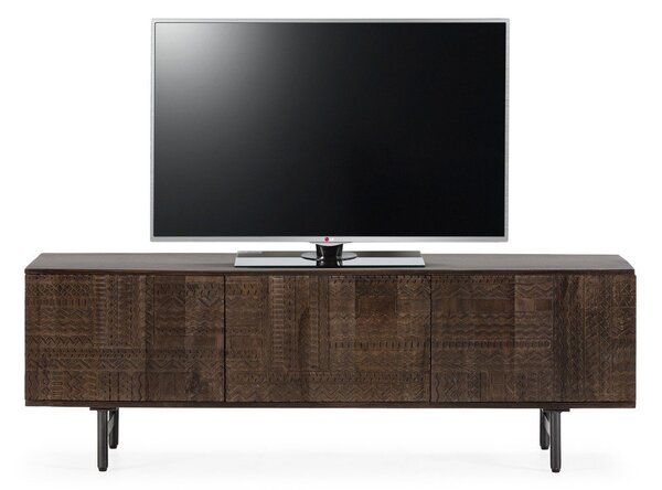 Tmavohnedý TV stolík z mangového dreva 145x48x40 cm Kalai – MOME