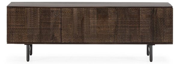 Tmavohnedý TV stolík z mangového dreva 145x48x40 cm Kalai – MOME