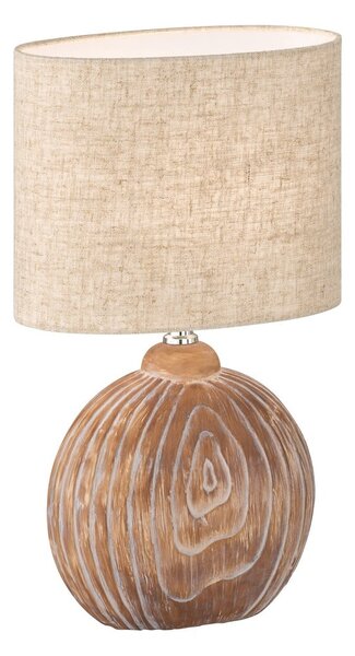 Hnedo-béžová keramická stolová lampa s textilným tienidlom (výška 39 cm) Tobse – Fischer & Honsel