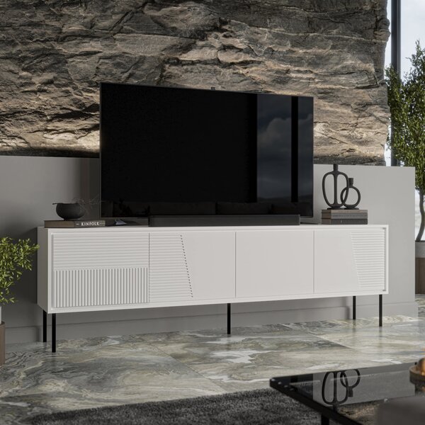 MEBLINE Komoda RTV ABBY 200 4D biela