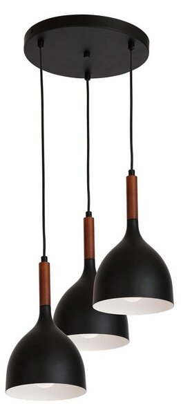 Luster na lanku NOAK WOOD 3xE27/15W/230V čierna/buk