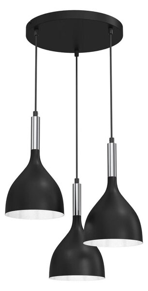 Luster na lanku NOAK 3xE27/15W/230V čierna/chróm