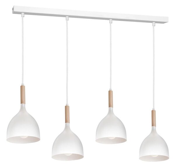 Luster na lanku NOAK WOOD 4xE27/15W/230V biela/buk
