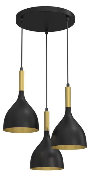 Luster na lanku NOAK 3xE27/15W/230V čierna/zlatá