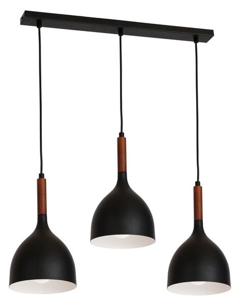 Luster na lanku NOAK WOOD 3xE27/15W/230V čierna/buk