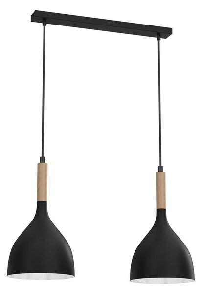 Luster na lanku NOAK WOOD 2xE27/15W/230V čierna/buk