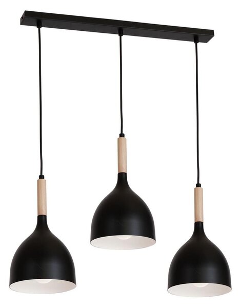 Luster na lanku NOAK WOOD 3xE27/15W/230V čierna/buk