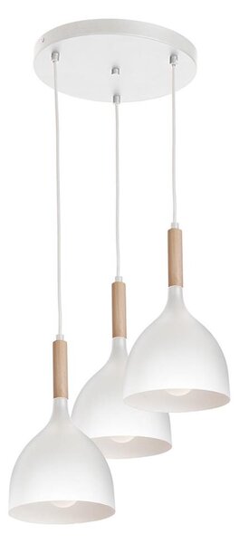 Luster na lanku NOAK WOOD 3xE27/15W/230V biela/buk