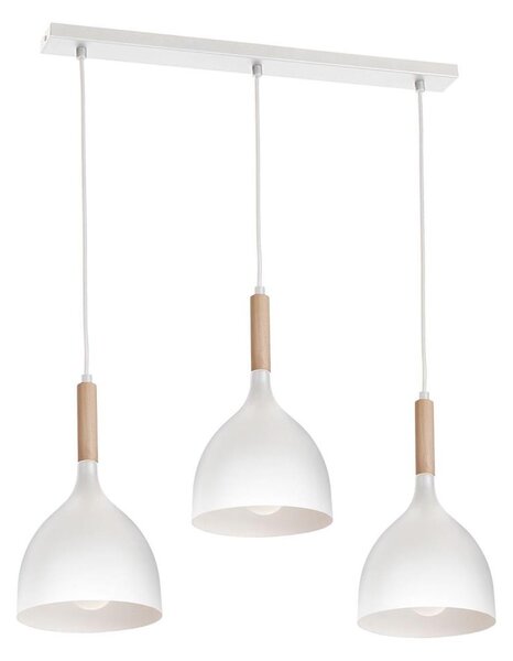 Luster na lanku NOAK WOOD 3xE27/15W/230V biela/buk