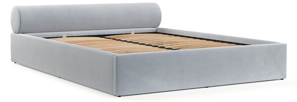 Svetlosivá čalúnená dvojlôžková posteľ s úložným priestorom s roštom 180x200 cm Solvo – Maison de Rêve