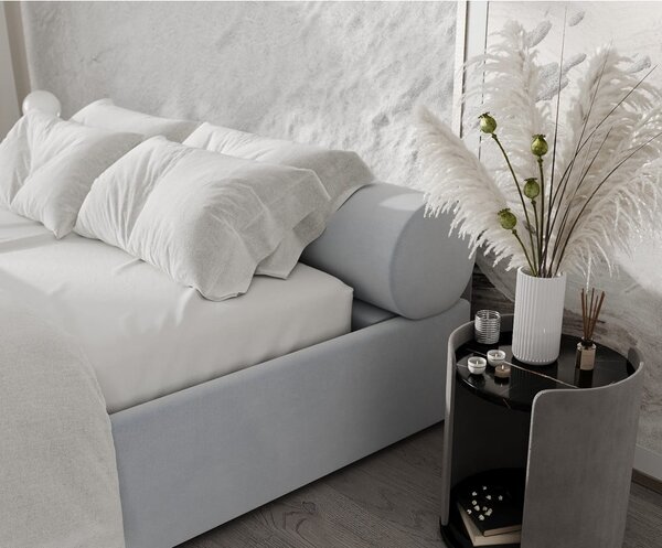 Svetlosivá čalúnená dvojlôžková posteľ s úložným priestorom s roštom 180x200 cm Solvo – Maison de Rêve
