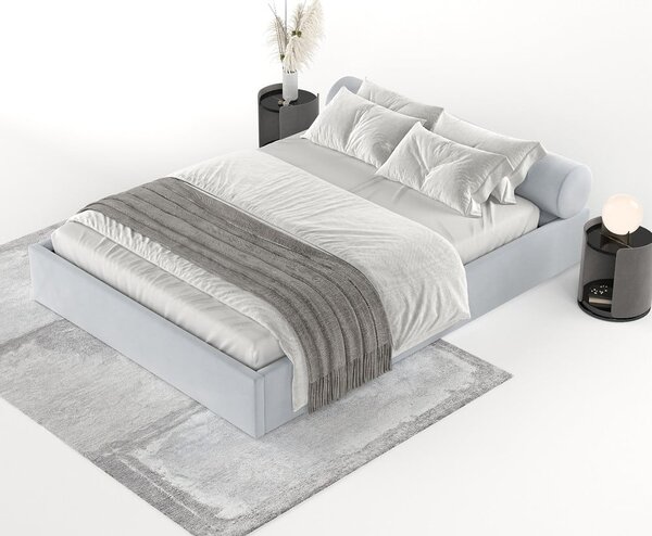 Svetlosivá čalúnená dvojlôžková posteľ s úložným priestorom s roštom 180x200 cm Solvo – Maison de Rêve