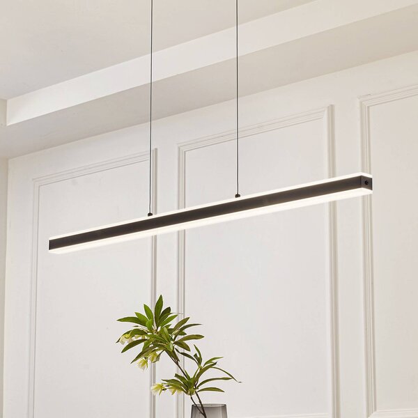 Závesné svietidlo Lucande Pendolo LED, čierna farba, hliník, 120 cm, Čierna, Obývacia izba / jedáleň, Hliník, Moderný, Závesné svietidlo