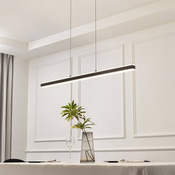 Závesné svietidlo Lucande Pendolo LED, čierna farba, hliník, 120 cm, Čierna, Obývacia izba / jedáleň, Hliník, Moderný, Závesné svietidlo
