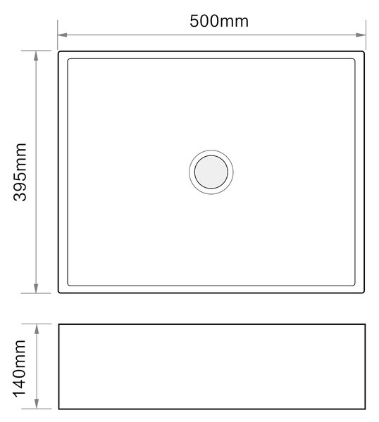 Erga Elsa, umývadlo na dosku 500x395x140 mm, biela lesklá, ERG-V03-9506-WH