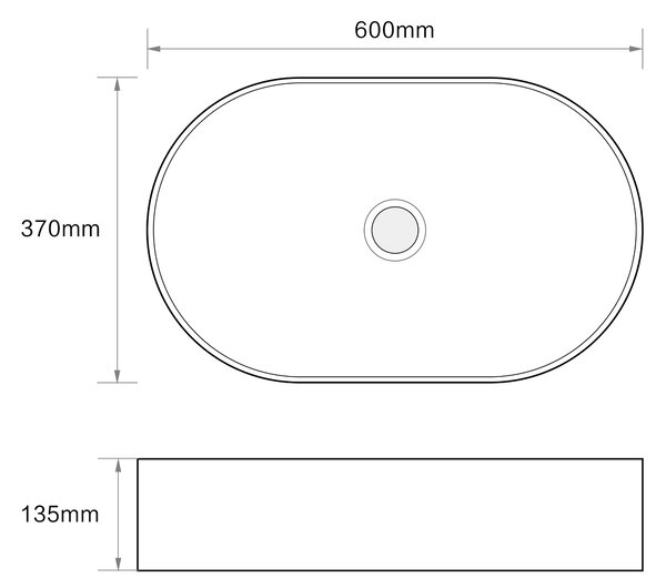 Erga Lakelyn, umývadlo na dosku 600x370x135 mm, biela lesklá, ERG-V03-9720B-WH
