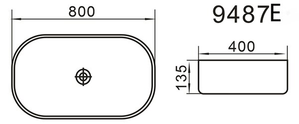 Erga Paola, umývadlo na dosku 800x400x135 mm, biela lesklá, ERG-V03-9487E-WH
