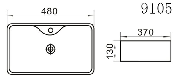 Erga Joyce, umývadlo na dosku 480x370x130 mm, biela lesklá, ERG-V03-9105-WH
