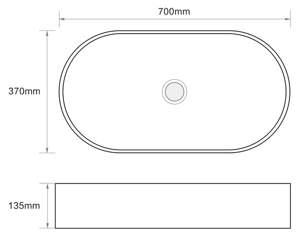 Erga Indigo, umývadlo na dosku 700x370x135 mm, biela lesklá, ERG-V03-9720C-WH