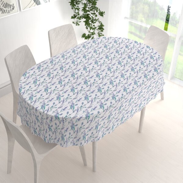 Biante Teflónový oválny obrus TF-088 Levandule na bielom 50x100 cm