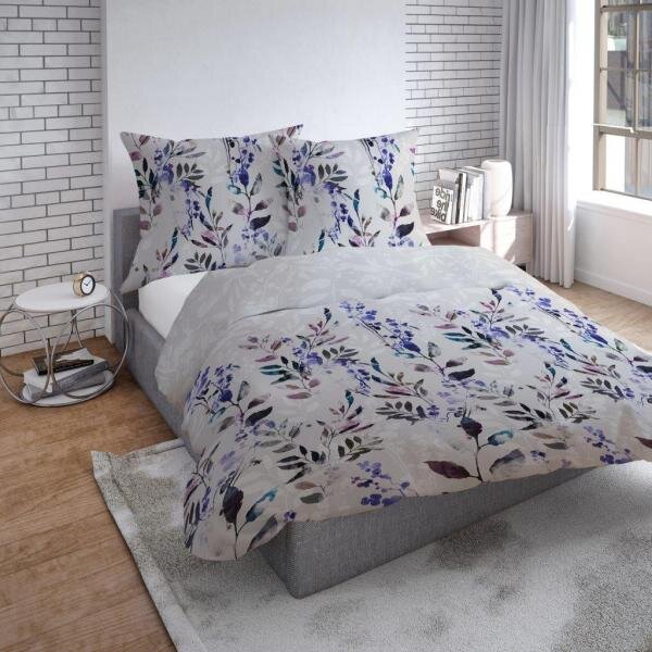 Modré kvetinové obliečky z bavlneného saténu Liente - Bill Rozmer: 1x70x90 / 1x140x200 cm